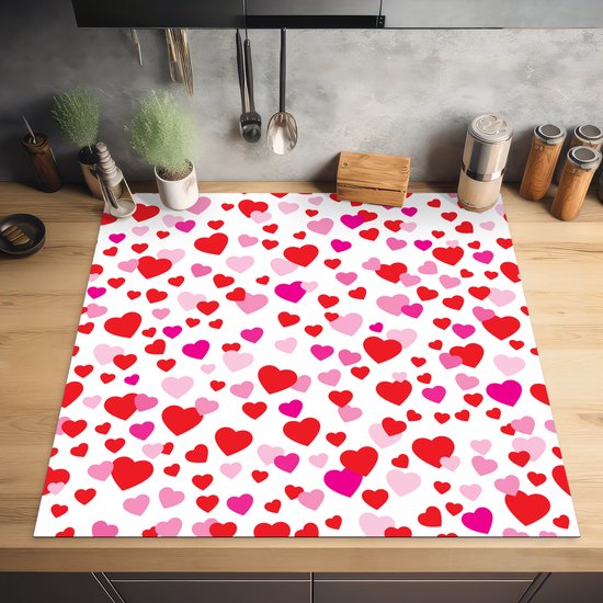 KitchenYeah® Inductie beschermer 78x78 cm - Een illustratie met kleurrijke hartjes - Kookplaataccessoires - Afdekplaat voor kookplaat - Inductiebeschermer - Inductiemat - Inductieplaat mat
