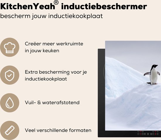 KitchenYeah® Inductie beschermer 78x78 cm - Pinguïn - IJs - Winter - Kookplaataccessoires - Afdekplaat voor kookplaat - Inductiebeschermer - Inductiemat - Inductieplaat mat
