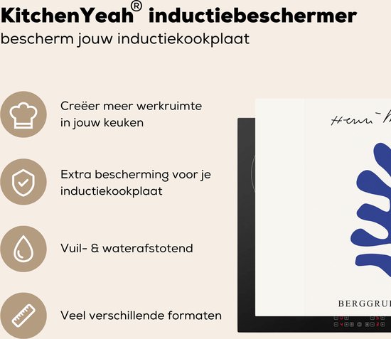 KitchenYeah® Inductie beschermer 65x52 cm - Abstract - Blauw - Kunst - Matisse - Kookplaataccessoires - Afdekplaat voor kookplaat - Inductiebeschermer - Inductiemat - Inductieplaat mat