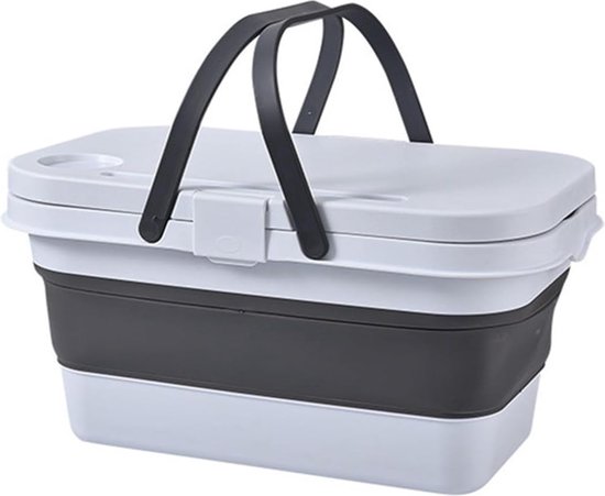 SAMMART Opvouwbare badkuip met handvat, 15,5 l, draagbare picknickmand voor buiten, opvouwbare boodschappentas, ruimtebesparende opbergcontainer (zwart SAMMART Opvouwbare badkuip met handvat, 15,5 l, draagbare picknickmand voor buiten, opvouwbare boodschappentas, ruimtebesparende opbergcontainer (zwart