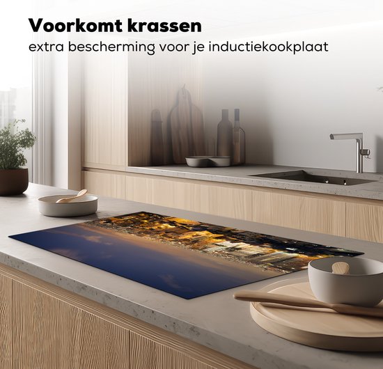 KitchenYeah® Inductie beschermer 89.6x51.6 cm - Sao Paulo bij nacht - Kookplaataccessoires - Afdekplaat voor kookplaat - Inductiebeschermer - Inductiemat - Inductieplaat mat