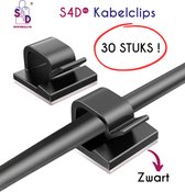 S4D® - Kabelclips - Kabelklemmen Zelfklevend - Kabelbinder - 30 Stuks ! - Zwart