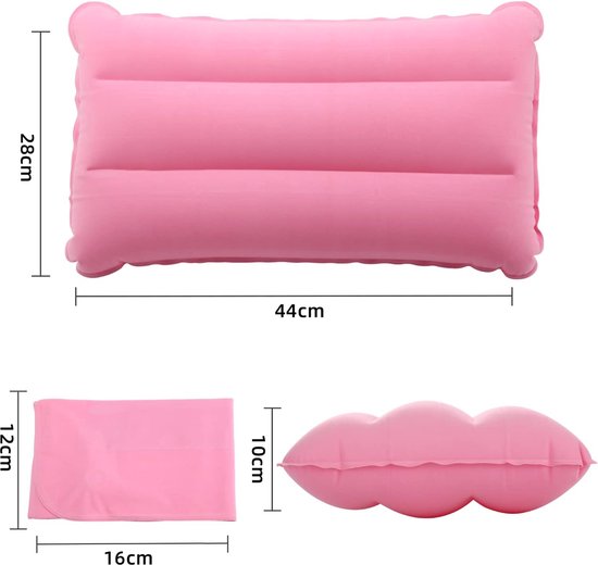 Opblaasbaar kussen, 2 stuks, opblaasbaar campingkussen, comfortabel reiskussen voor auto, strandkussen, vlokkingskussen, nekkussen, opblaasbaar strandkussen, voor kantoor, outdoor, wandelen (grijs