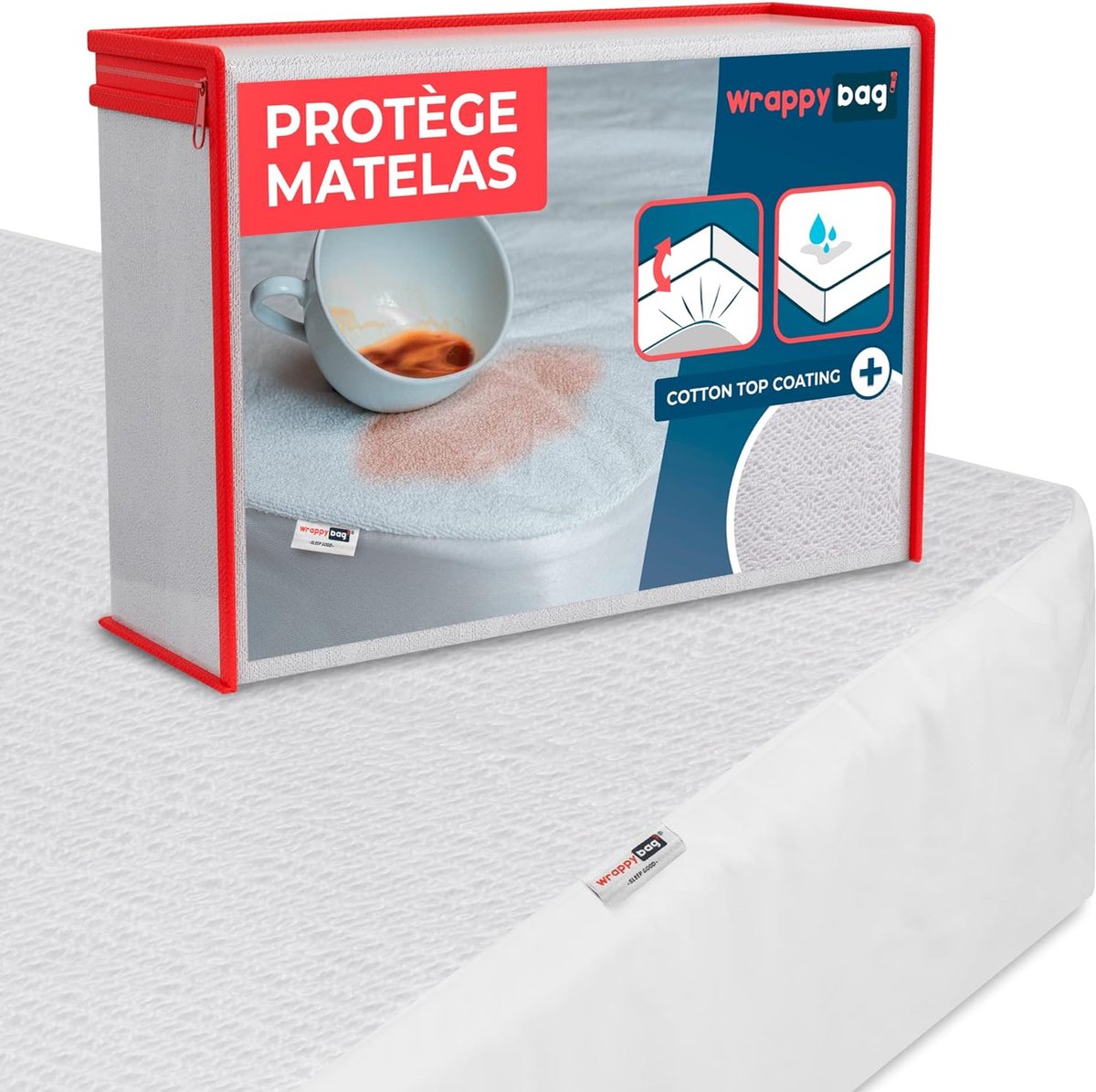 Wrappy bag Matrasbeschermer - waterdichte matrashoes Wit