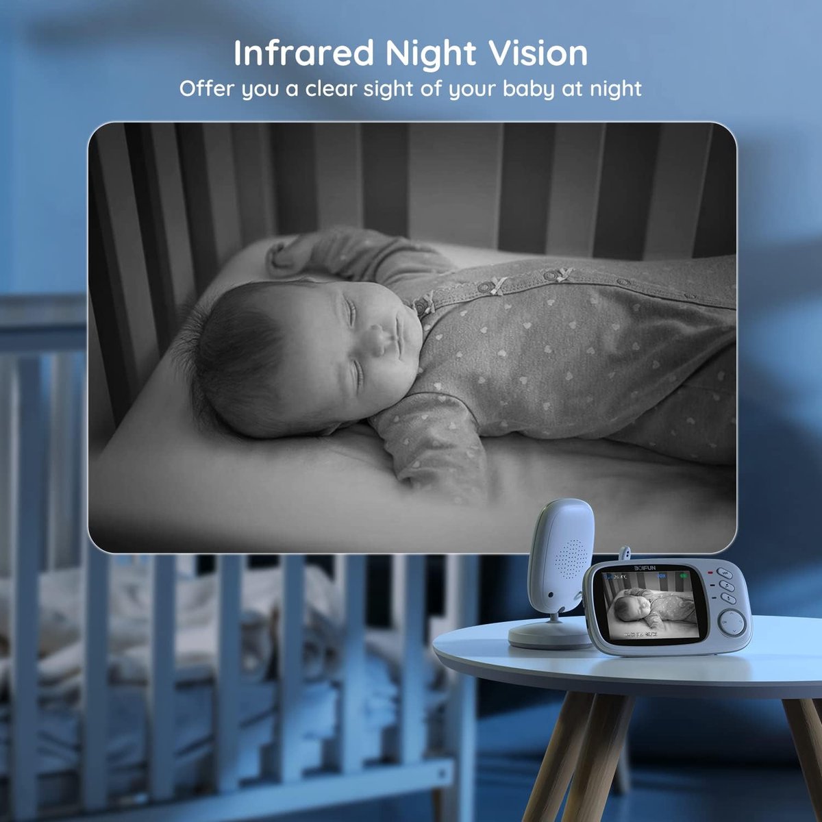 BOIFUN 3,2-inch videobabyfoon met VOX thumbnail 5