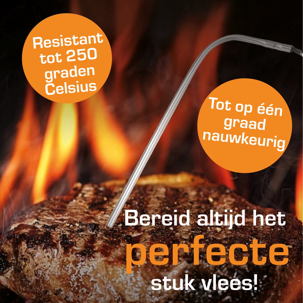 Master knives Digitale BBQ Thermometer met 2 Meetsondes - Vleesthermometer met Timer - Keukenthermometer tot 250 Graden — cadeau in Kookcadeaus - foto 3