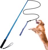 Hond/kat interactieve stok - uitschuifbare hondenstok met tandenkauwspeeltjesset, aluminiumlegering Outdoor Chasing Exercise
