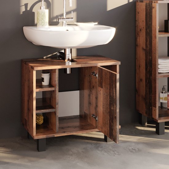 Vicco Meuble Sous Vasque Anthracite/chêne Doré 60.2x60.8cm Avec Porte Et 3 Tiroirs