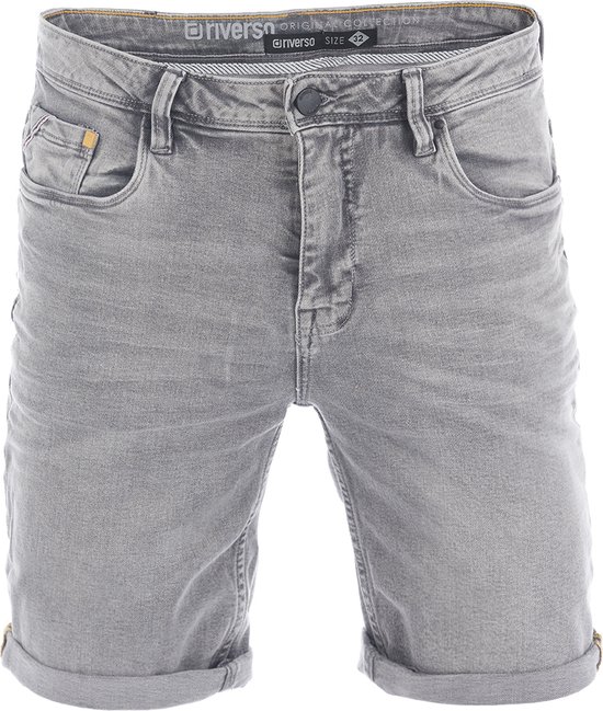 riverso Heren Short Broeken RIVUdo regular/straight Fit Grijs W 36 Volwassenen Denim shorts Stretch Jeans Korte Broek