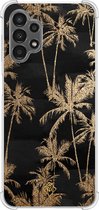 hoesje - Geschikt voor Samsung Galaxy A13 4G - Palmbomen - Shockproof case - Extra sterk - TPU/polycarbonaat - Zwart, Transparant