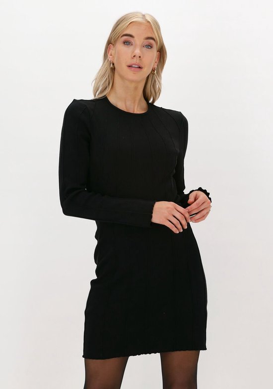 NA-KD Structured Long Sleeve Top Tops & T-shirts Dames - Shirt - Zwart - Maat L