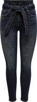 Only Jeans Onlhush Life Mid Sk Ank Paperbag Do 15233309 Blue Black Denim Dames Maat - W30 X L32