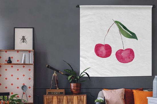 Tapisserie - Tapisserie - Cerises - Fruits rouges - Wit - 150x150 cm - Tapisserie