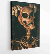 Portret van een eng gehoornd skelet. 3D illustratie. - Moderne schilderijen - Verticaal - 1248249556 - 40-30 Vertical