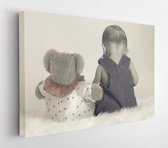Onlinecanvas - Schilderij - Baby En Beer Art Horizontaal Horizontal - Multicolor - 40 X 30 Cm