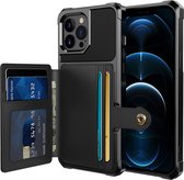 Knaldeals.com - iPhone 13 Pro Max hoesje - Hybrid Case met magnetische kaarthouder - Zwart