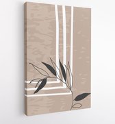 Earth tone boho gebladerte lijntekeningen tekenen met abstracte vorm. Abstract Plant Art-ontwerp voor print, omslag, behang, minimale en natuurlijke kunst aan de muur. 4 - Moderne