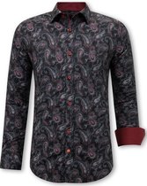 Paisley Hemd voor Mannen - Slim Fit - 3089 - Zwart