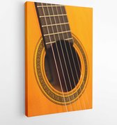 Onlinecanvas - Schilderij - Akoestische Akoestische Gitaar Basklassieker Art Verticaal Vertical - Multicolor - 115 X 75 Cm