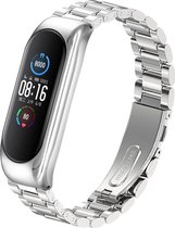 Bandje Voor Xiaomi Mi 3/4/5/6 Kralen Stalen Schakel Band - Zilver - One Size - Horlogebandje, Armband