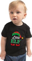 Little elf Kerst t-shirt - zwart - peuters - Kerstkleding / Kerst outfit 86 (9-18 maanden)