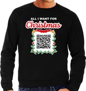 Kerst QR code gay kersttrui All I want: Een lekkere gast heren zwart - Bellatio Christmas sweaters L