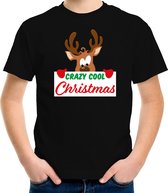 Crazy cool Christmas Kerst t-shirt - zwart - kinderen - Kerstkleding / Kerst outfit S (110-116)