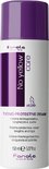 Fles met paarse dop, witte body met paarse verticale streep en tekst 'No yellow care'. Thermoprotective cream.