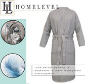 HOMELEVEL Piqué Badjas Reizen Badjas 100% katoen voor vrouwen en mannen aankleden toga Kimono Saunarobe Reizen aankleden toga Piquee Wafel Piqué Vrouwen Mannen Grijs Maat XL