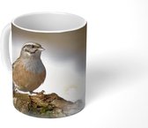 Mok - Grijze gors zit op een tak in de winter - 350 ML - Beker