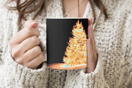 Mug - Un sapin de Noël illuminé la nuit - 350 ML - Tasse - Cadeau de Noël - Cadeaux de Noël - Cadeau de Noël Homme - Cadeau de Noël Femme