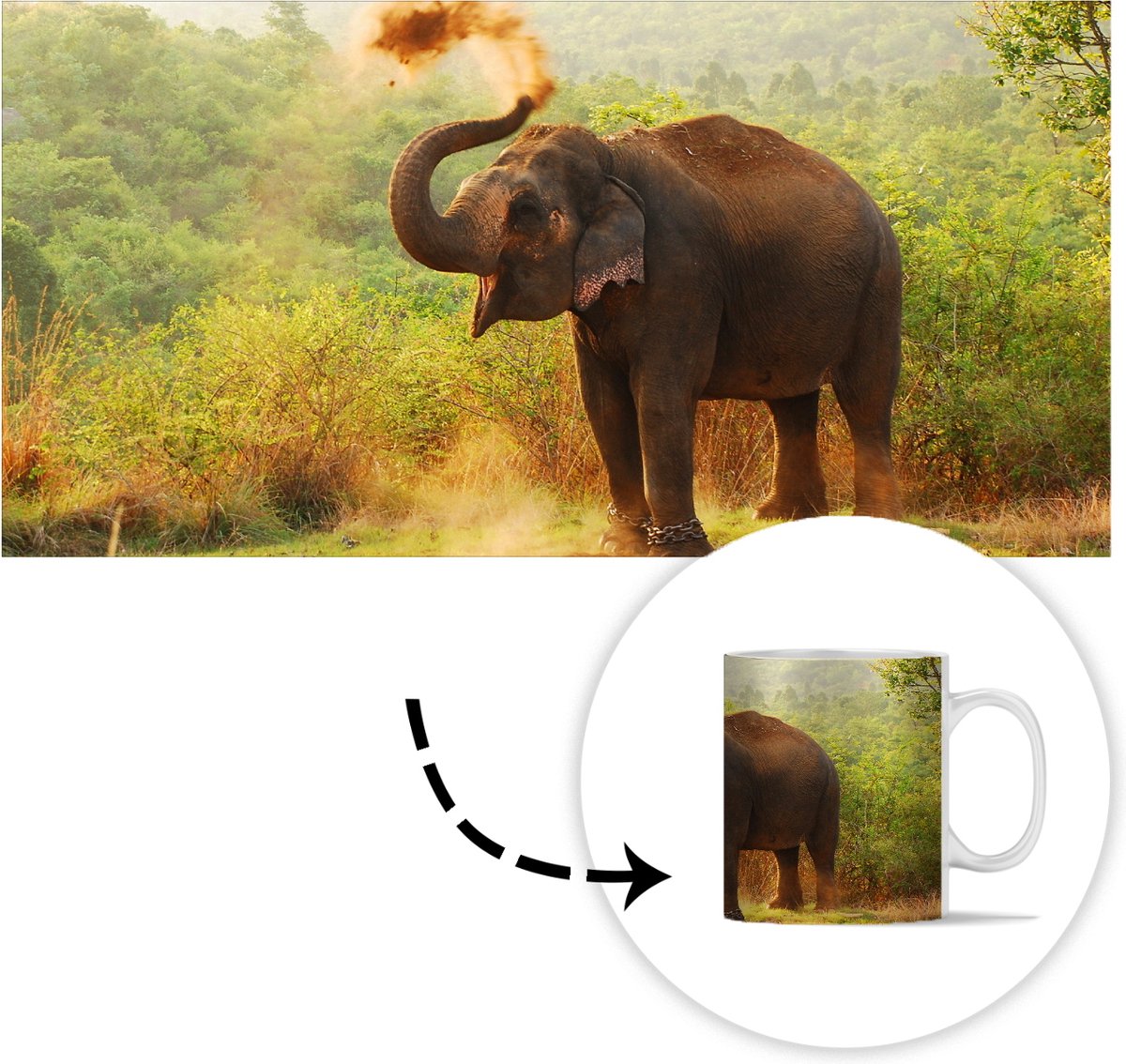 Keramische theekop - Olifant Theemok | Olifant Design Mok | 350 ml mok beker | Keramische reismok met handvat | Grote capaciteit keramische theemok koffiekop voor bier, wijn, whisky, water, soep