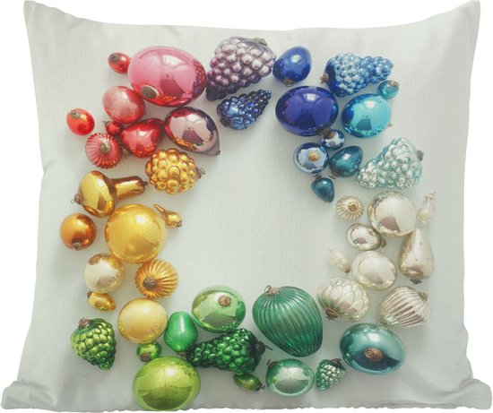 Sierkussen - De Verschillende Kerst Ornamenten - Multicolor - 50 Cm X 50 Cm