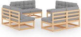 Decoways - 8-delige Loungeset met kussens massief grenenhout