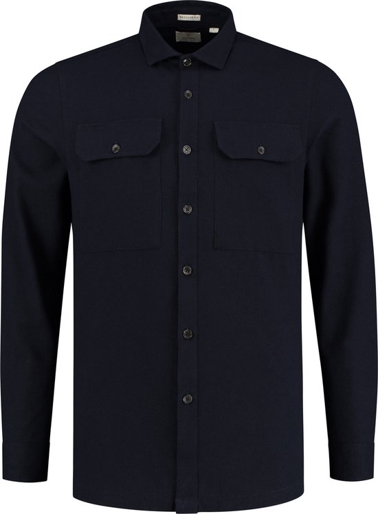 Dstrezzed - Overhemd Flanel Donkerblauw - M - Heren - Regular-fit
