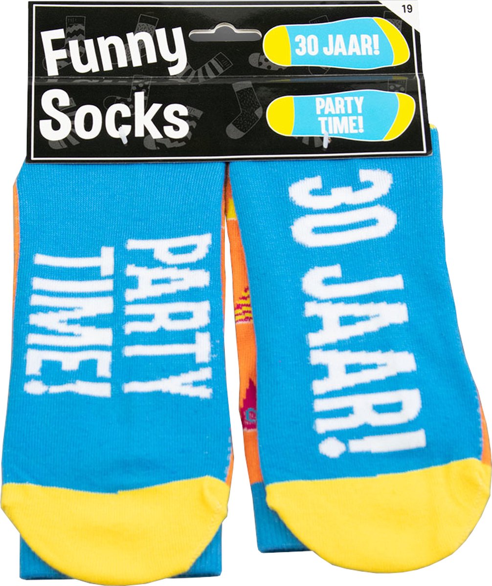 Snoepkado.com Funny Socks - Party time sokken - Uniek cadeau voor 30 jaar