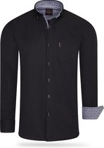 Cappuccino Italia - Heren Overhemden Regular Fit Overhemd Black - Zwart - Maat XXL