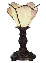 LumiLamp Tiffany Tafellamp Ø 20x30 cm Beige Glas Bloem Tiffany Bureaulamp