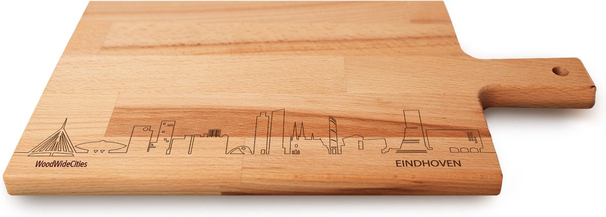Skyline Serveerplank Eindhoven - Hapjesplank - Serveerplank - Tapas - Hapjes - Serveren - WoodWideCities