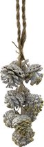 Dennenappel hanger - Gold brush | 35 cm | Natuurlijke kerst decoratie | Dennenappel versiering aan jute koord | Goud