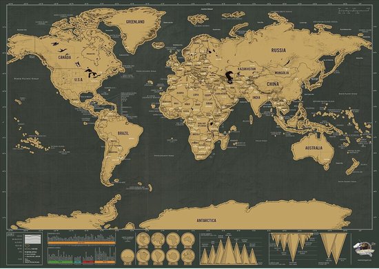 Carte du monde à gratter - Noir - Worldinmaps
