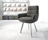 Gestoffeerde-stoel Abelia-Flex met armleuning 4-Fuß oval roestvrij staal structurele stof antraciet