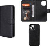 iPhone 13 hoesje - MobyDefend Luxe 2-in-1 Wallet Book Case Met Uitneembare Backcover - Zwart - GSM Hoesje - Telefoonhoesje Geschikt Voor Apple iPhone 13