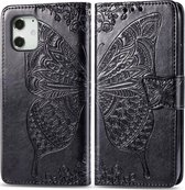 Mobiq - Premium Butterfly Wallet Hoesje iPhone 12 Pro Max 6.7 inch | Zwart