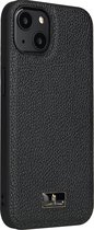 Mobiq - Leather Texture Hoesje iPhone 13 Pro Max - zwart pebbled