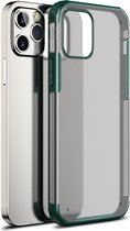 Coque hybride transparente Mobiq iPhone 12 Pro Max | Coque pour iPhone à dos transparent avec dos transparent givré et TPU | Apple iPhone 12 Pro Max 6,7 pouces | Coque Arrière - Zwart | Vert