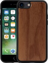 Mobiq - Houten Hoesje iPhone SE (2022) / iPhone SE (2020) / iPhone 8 / iPhone 7 | Natuurlijk Houten hoesje | Telefoonhoesje van echt walnoot hout | Wooden iPhone case | Houten case