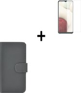 Hoesje Samsung Galaxy A42 - Screenprotector Samsung Galaxy A42 - Wallet Bookcase Grijs + Screenprotector