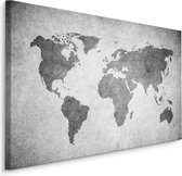 Schilderij - Grijze wereldkaart, 4 maten, wanddecoratie