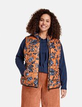 SAMOON Dames Bodywarmer met bloemenmotief Caramel Brown gemustert-54